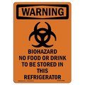Signmission OSHA Warning Sign, 14" H, 10" W, Rigid Plastic, Biohazard No Food Or, Portrait, WS-P-1014-V-12986 OS-WS-P-1014-V-12986